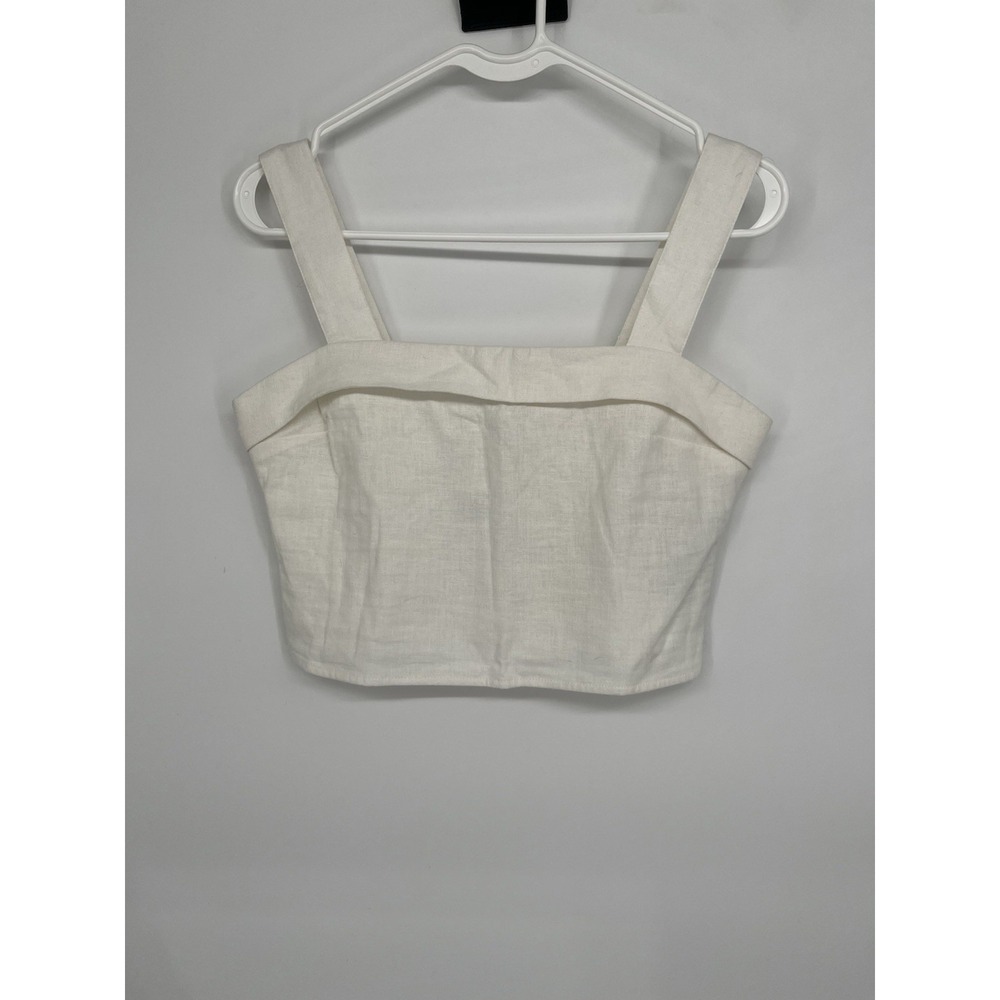 ABERCROMBIE & FITCH Small White Linen Cotton Crop Top Beach Coastal